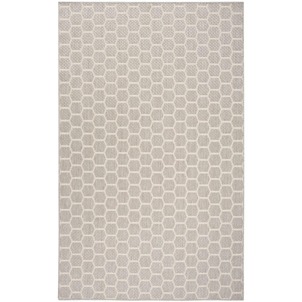 Reversible Indoor Outdoor Grey 4 ft. x 6 ft. Honeycomb Contemporary Area Rug price history on PriceWatchPro