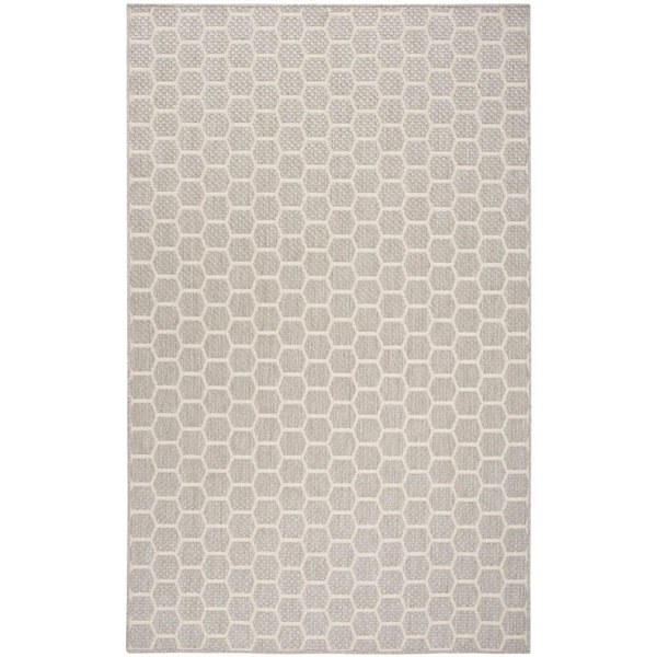 Nourison Reversible Indoor Outdoor Grey 4 ft. x 6 ft. Honeycomb Contemporary Area Rug