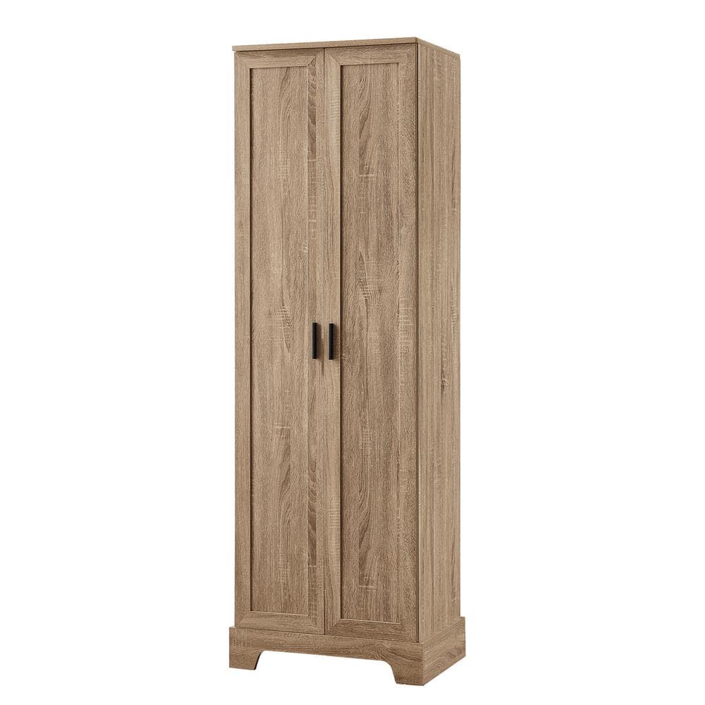 23.3 in. W x 16.9 in. D x 71.2 in. H Brown Linen Cabinet with Adjustable Sh