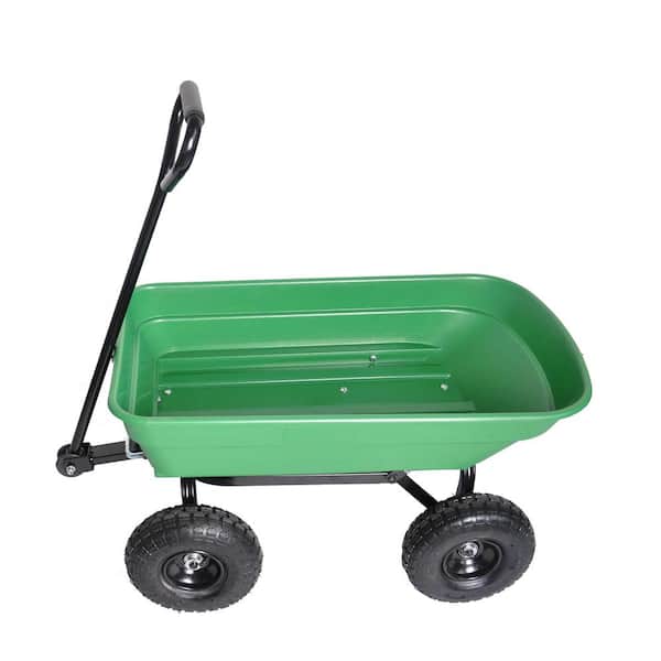 Flynama 3 cu. ft. Outdoor Metal Shopping Utility Wagon Garden Cart in Green