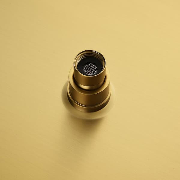 1-Spray Patterns with 2.5 GPM 9.84 in. Ceiling Mount Fixed Shower Head with Shower Arm in Brushed Gold