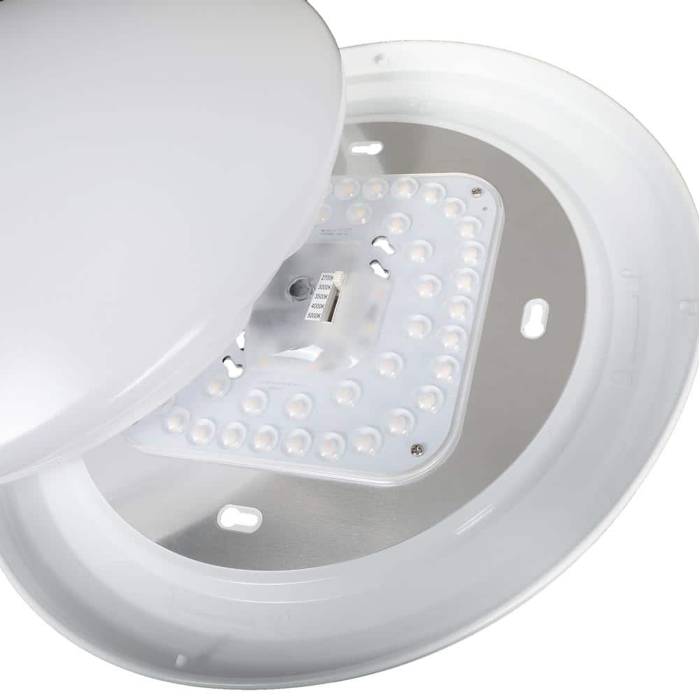 Sleek White 14" LED Energy Star Flush Mount Light for Indoor/Outdoor