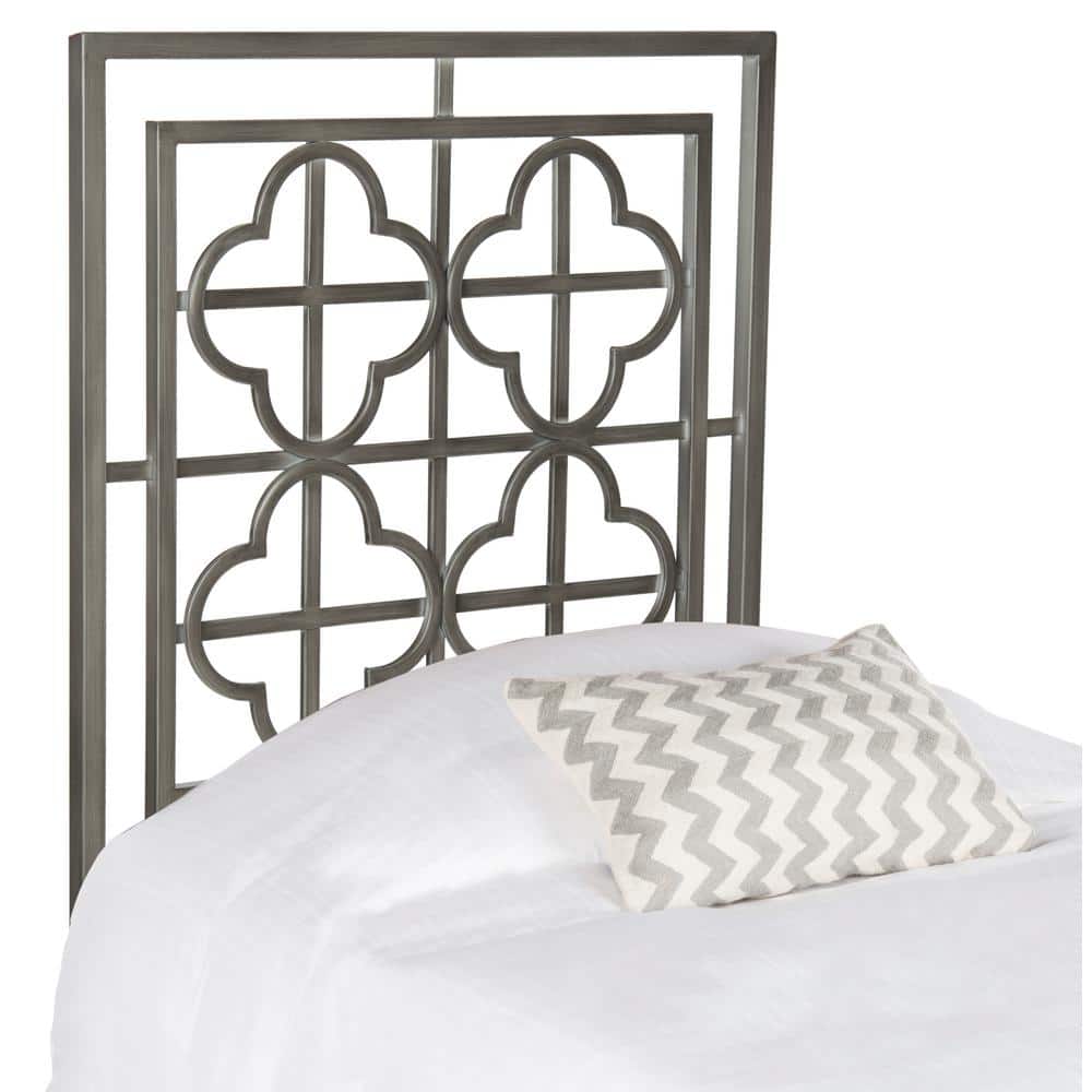 Antique Iron Twin Metal Headboard with Quatrefoil Lattice