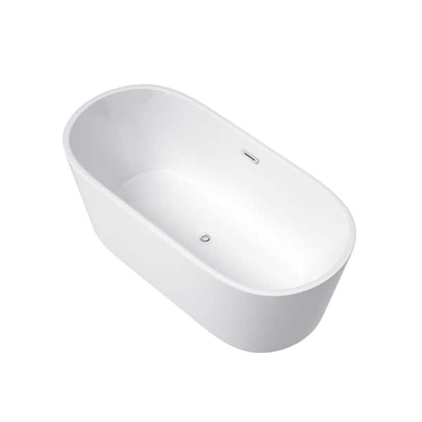 Logmey 67 in. Acrylic Flatbottom Non-Whirlpool Bathtub in White