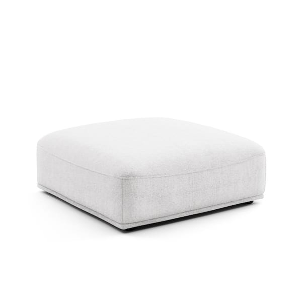 Furniture of America Fairwinds 42 in. Armless Chenille Square Modular Ottoman Sofa in White