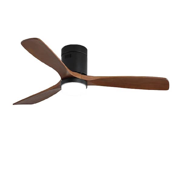 CIPACHO 52.1 in. Indoor Black Plus Dark Walnut Wooden Ceiling Fan with Remote Control Reversible DC Motor for Home