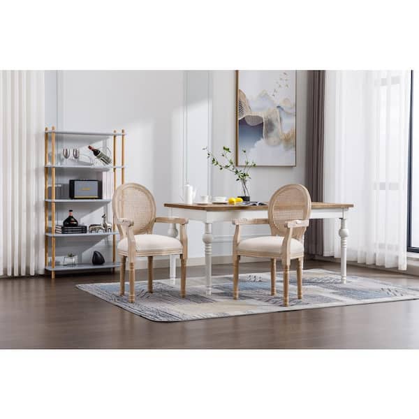 Boyel Living Beige French Vintage Upholstered Fabric Dining