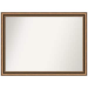 Manhattan Bronze Narrow 42 in. x 31 in. Non-Beveled Classic Rectangle Wood Framed Wall Mirror in Bronze