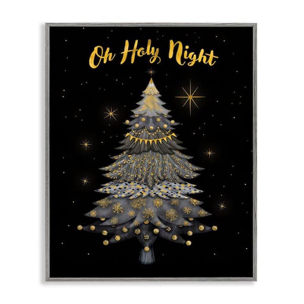 Oh Holy Night Winter Tree by Darlene Seale Gray Framed Culture Giclee Art Print 20 in. x 16 in.