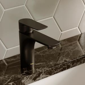 Kayes Single Handle Single Hole Bathroom Faucet with Matching Pop-Up Drain in Matte Black