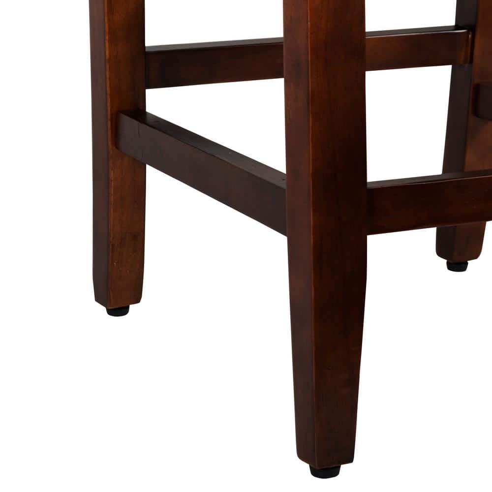 Navy Upholstered Wood Counter Height Barstool, 24"