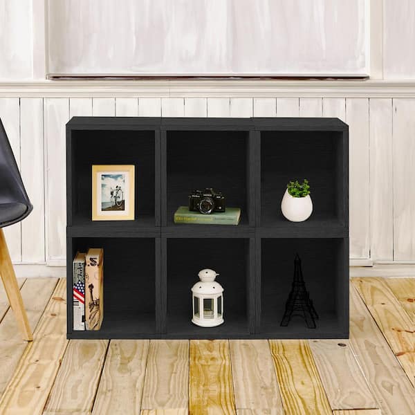 Way Basics 31 in. H x 40 in. W x 11 in. D Black Recycled Materials 6-Cube Storage Organizer