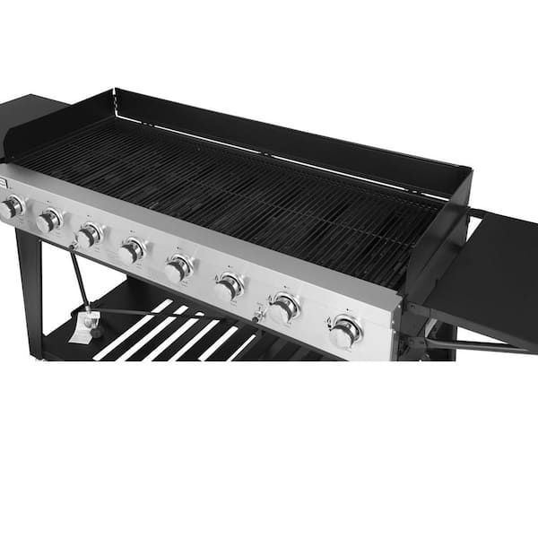 Royal Gourmet GB8000C 8-Burner Event Propane Gas Grill in Black with 2 Folding Side Tables with Cover - 3