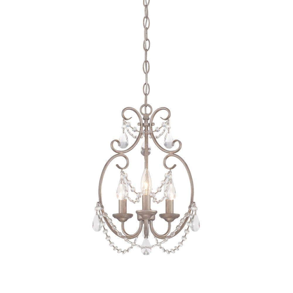 Mini Bronze Crystal 11.5" Plug-in Candle Chandelier