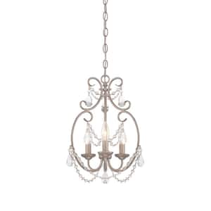 Dahlia 3-Light French Country Aged Platinum Chandelier For Dining Rooms