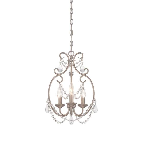 Designers Fountain Dahlia 3-Light French Country Aged Platinum Chandelier For Dining Rooms