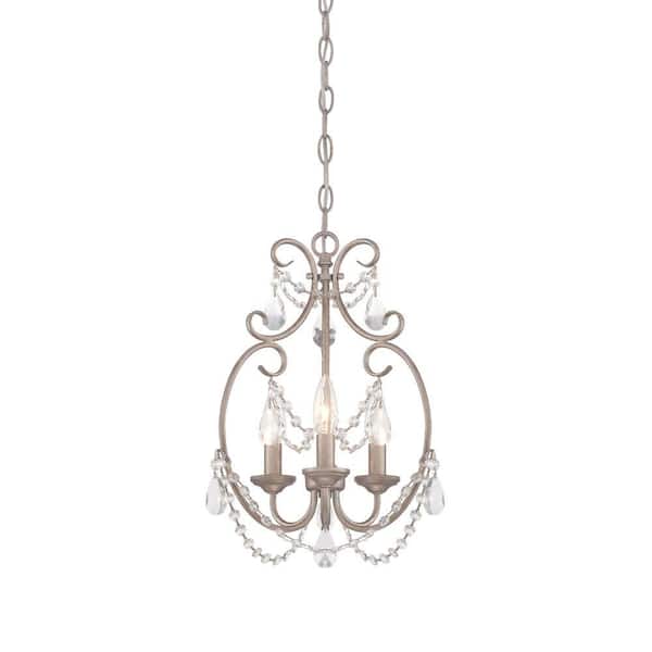 Dahlia 3-Light Aged Platinum Contemporary Empire Chandelier for Dining Areas with No Bulbs Included