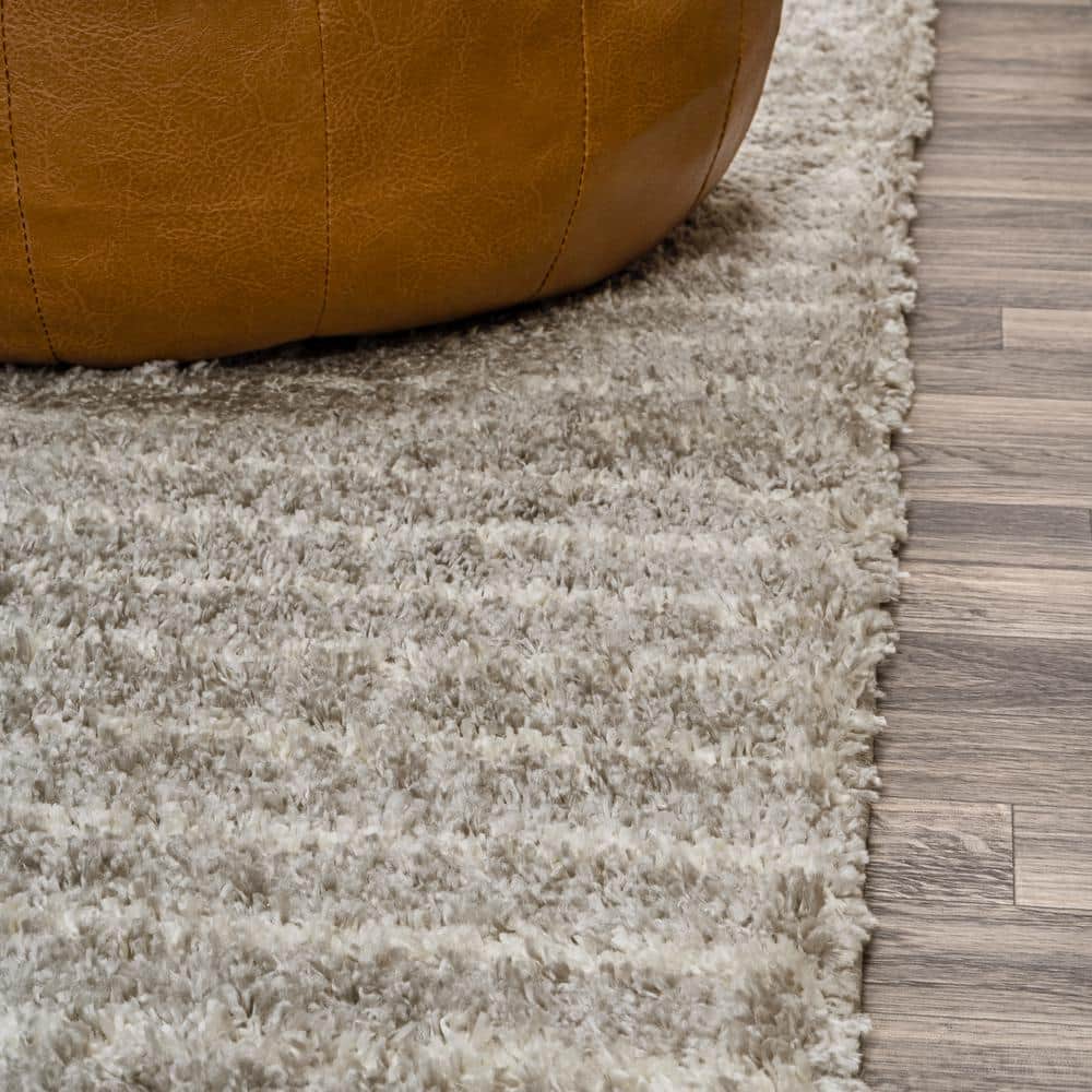 Gray and Ivory Rectangular Shag Area Rug