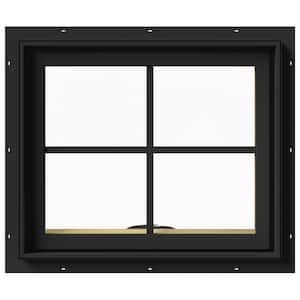 24 in. x 20 in. W-2500 Series Bronze Painted Clad Wood Awning Window w/ Natural Interior and Screen