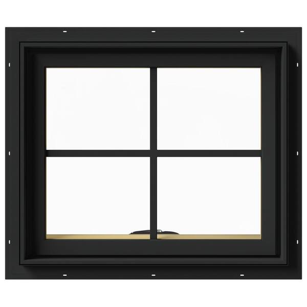 JELD-WEN 24 in. x 20 in. W-2500 Series Bronze Painted Clad Wood Awning Window w/ Natural Interior and Screen