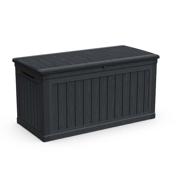 260 Gal. Black Waterproof Resin Deck Box with Lockable for Indoor, Patio Furniture Cushions