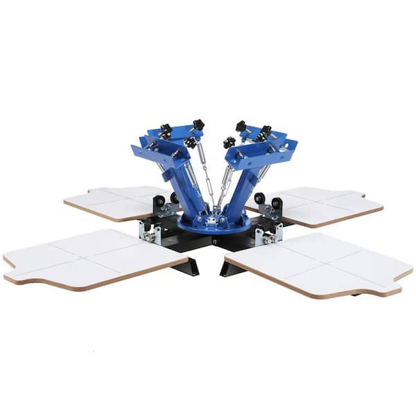 SKYSHALO Screen Printing Machine, 4 Color 4 Station 360° Rotable Silk Screen Printing Press, 21. 2x17. 7in Screen Printing Press
