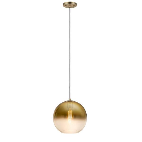 Unbranded 1-Light Gold Ombre Clear Glass Pendant