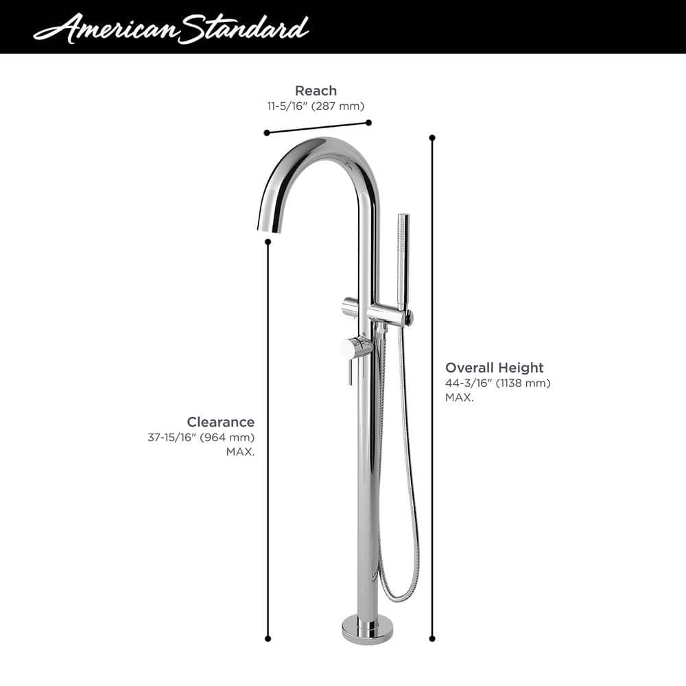 Matte Black Contemporary Freestanding Tub Filler with Hand Shower