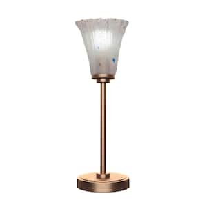 Quincy 18.75 in. New Age Brass Accent Lamp with Frosted Crystal Glass Shade