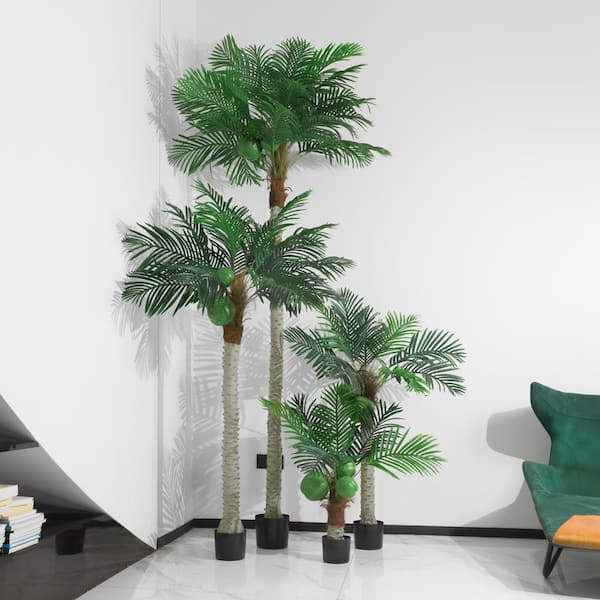 3 ft. Artificial Coconut Palm Trees 6-lifelike Leaves without Pot