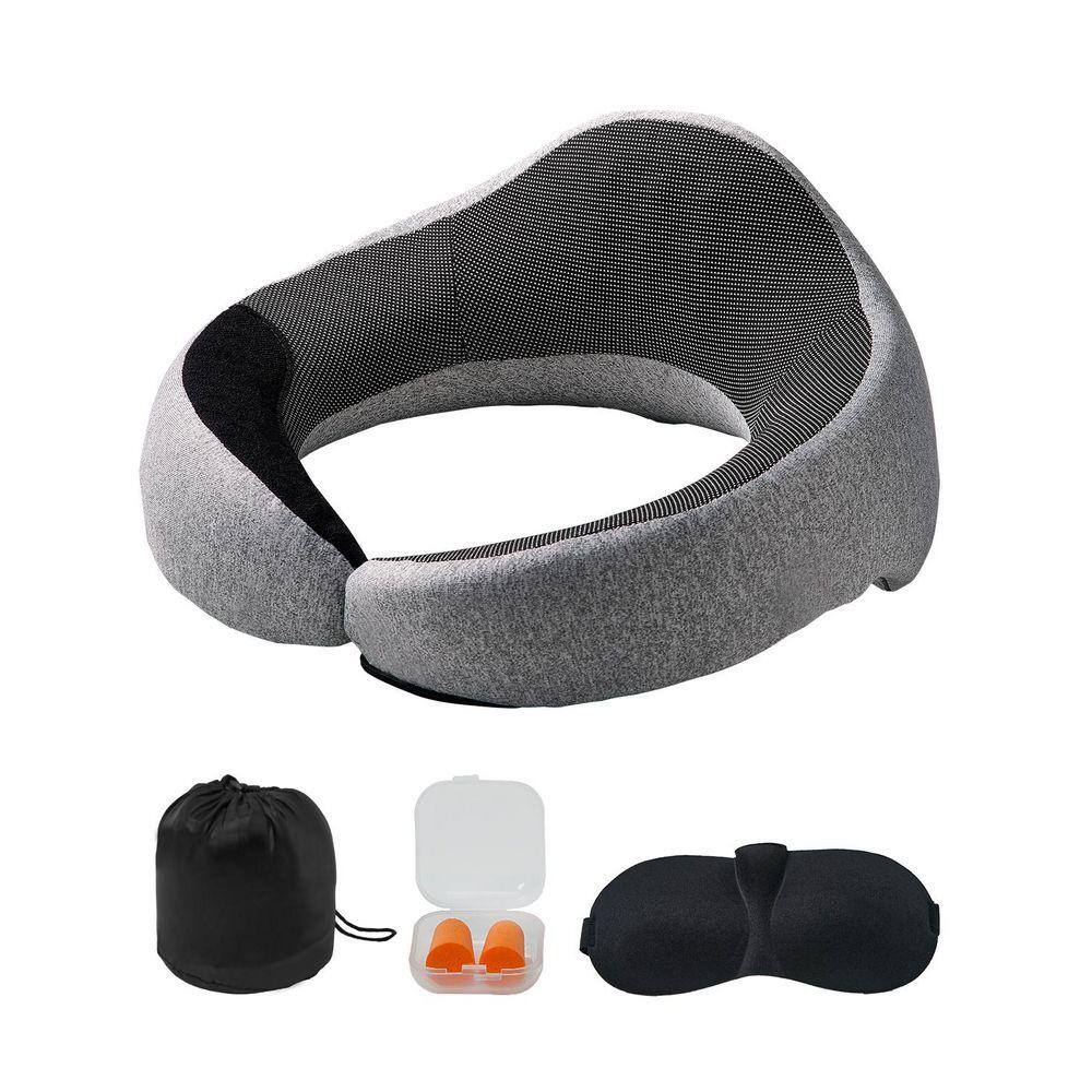SKYSHALO Travel Pillow, Double-Layered 3D Support Neck Pillow, 360° Flexible Rotation Upgraded Memory Foam Travel Neck Pillow