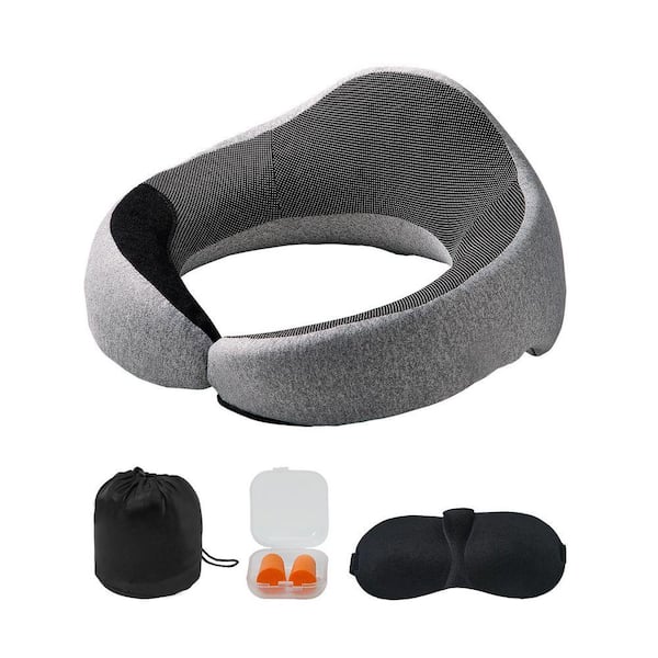 Travel Pillow, Double-Layered 3D Support Neck Pillow, 360° Flexible Rotation Upgraded Memory Foam Travel Neck Pillow
