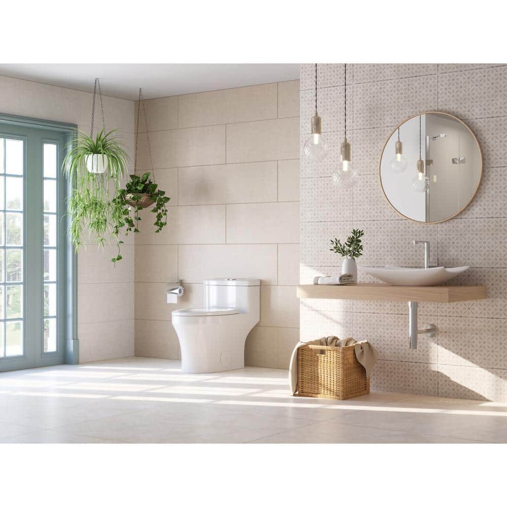 White Elongated One-Piece Dual Flush High Efficiency Toilet