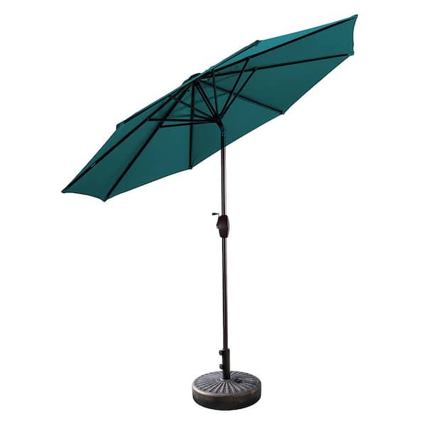 WESTIN OUTDOOR Peyton 9 ft. Market Patio Umbrella in Dark Green with Bronze Round Base