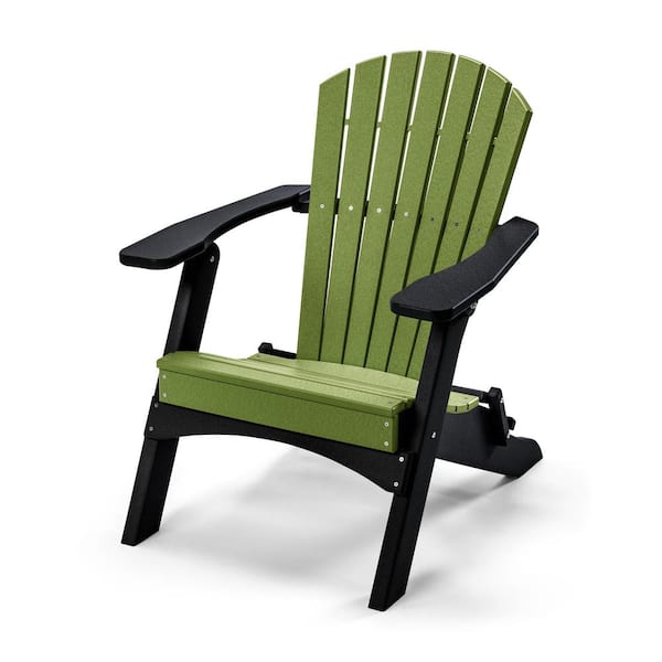 Perfect Choice Classic Lime Green/Black Folding Metal Adirondack Chair