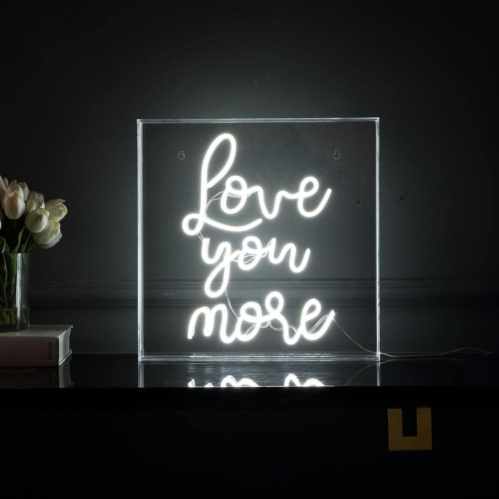 Love You More White Acrylic Box USB LED Neon Light