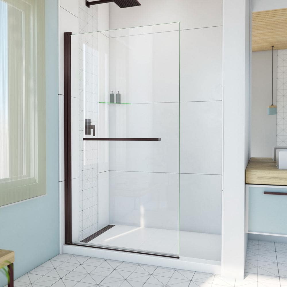 Bronze Frameless Glass 72" H Shower Door with Towel Bar