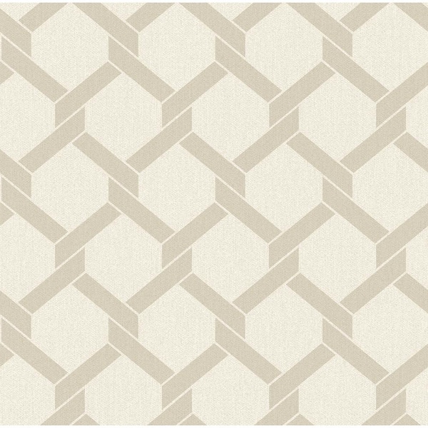 A-Street Prints Payton Beige Hexagon Trellis Wallpaper Border Sample