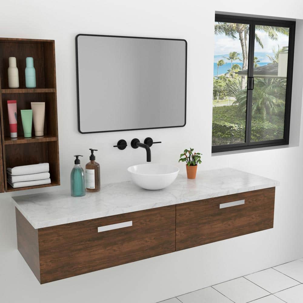 GhomeG LMP180GHG04 13"L White Ceramic Vessel Bathroom Sink Circular Drop-in Vanity Sink