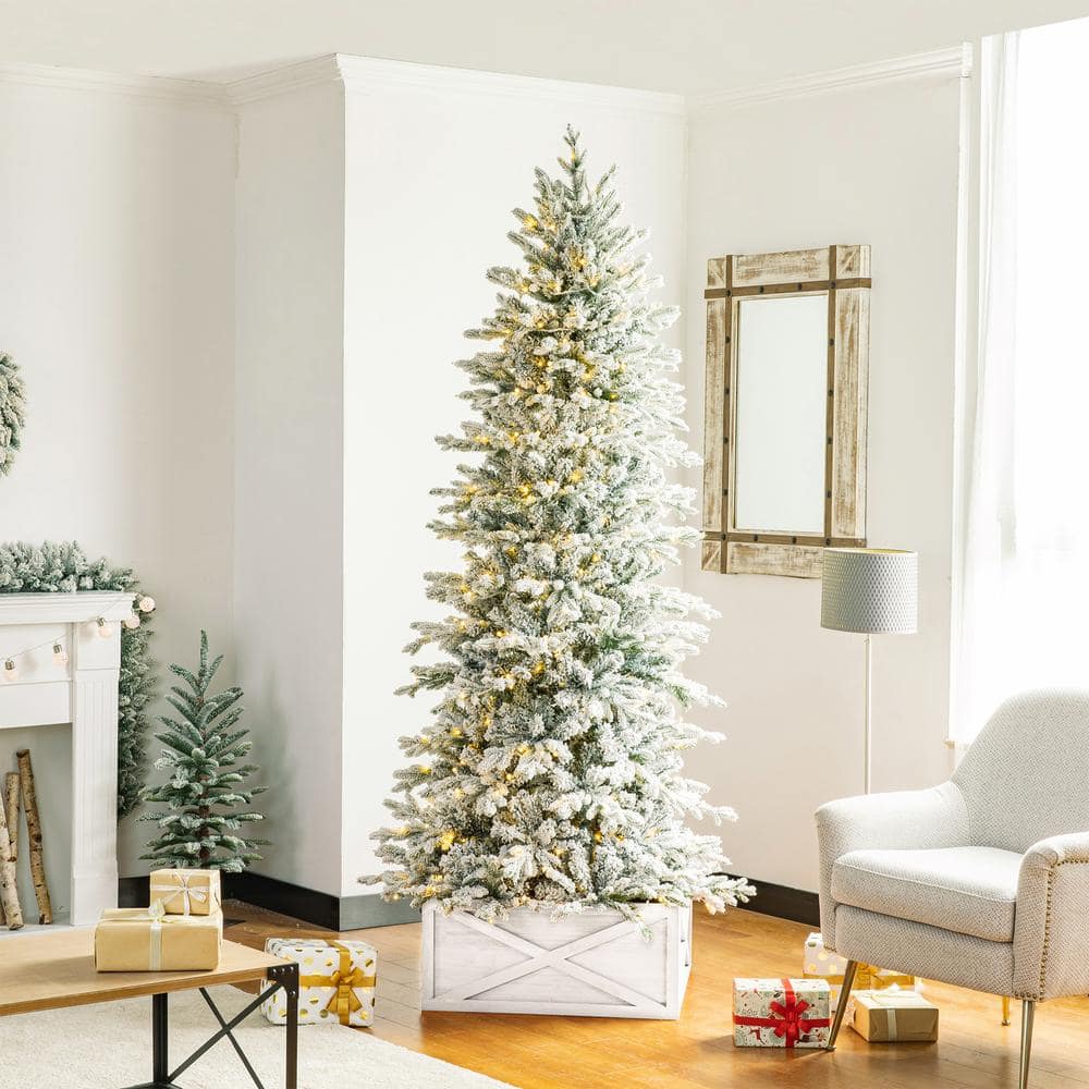 26" White Washed Wooden Christmas Tree Collar
