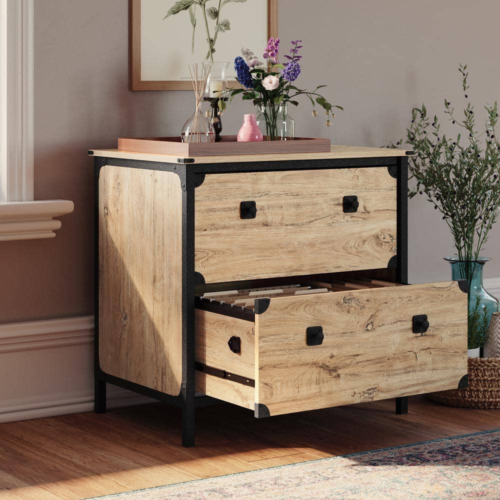 Milled Mesquite 2-Drawer Industrial Lateral File Cabinet