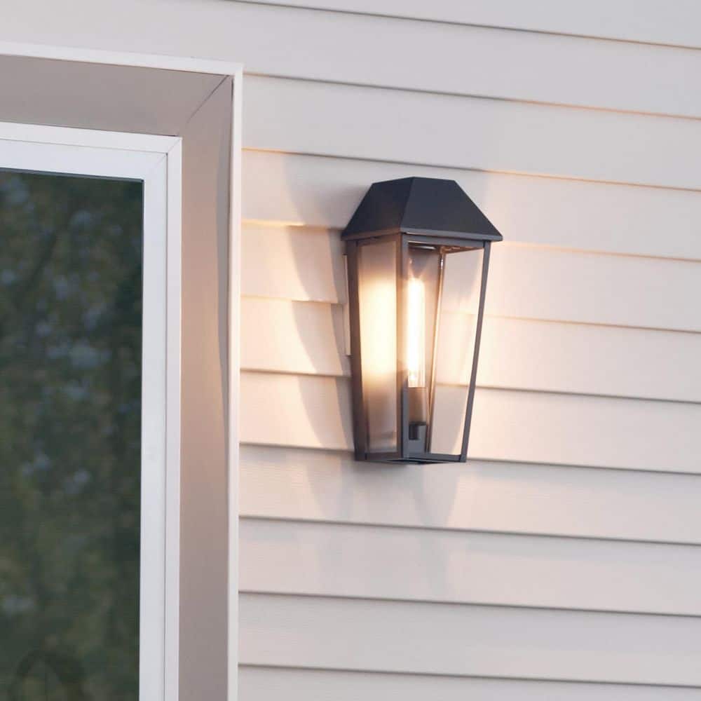 Maclin 1-Light LED Black Hardwired Outdoor Wall Lantern Sconce price history on PriceWatchPro