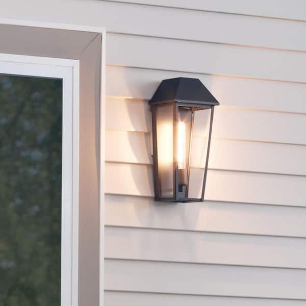 Maclin 1-Light LED Black Hardwired Outdoor Wall Lantern Sconce