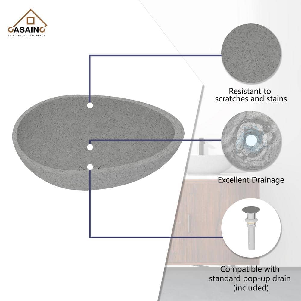 CASAINC Maple 15.35'' Concrete Oval Bathroom Sink