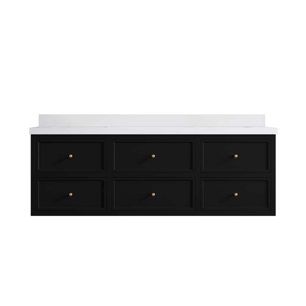 Roswell 72 in. Double Sink Freestanding Black Bath Vanity with White Qt. Top Unassembled price history on PriceWatchPro