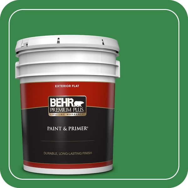 BEHR PREMIUM PLUS 5 gal. #P400-7 Paradise of Greenery Flat Exterior Paint & Primer