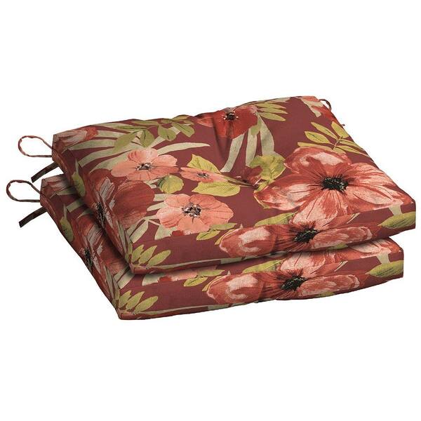 Hampton Bay Chili Tropical Blossom Outdoor Bistro Cushion (2-Pack)