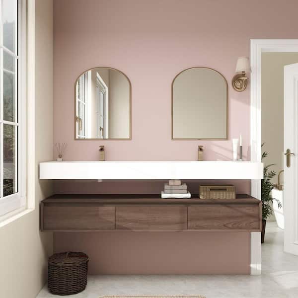 BV Better Vanity Alysa 71 in. W. x 20 in. D x 23 in. H Double Sink Floating Bath Vanity in Red Oak with White Acrylic Top