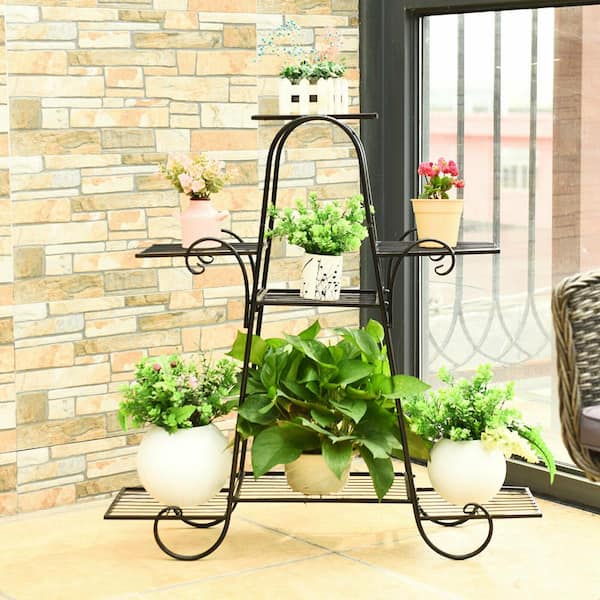 9 Tier Metal Plant Stand Garden Flower Rack Shelf Pot Holder In/Outdoor Home UK 