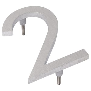 10 in. Brushed Aluminum Floating or Flat Modern House Number 2